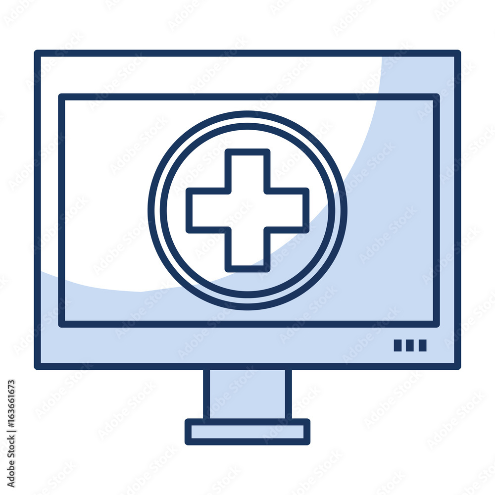 Obraz premium computer display with medical app vector illustration design