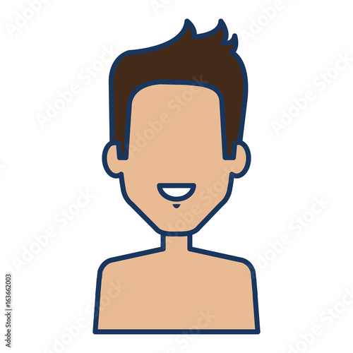 young man shirtless avatar character vector illustration design