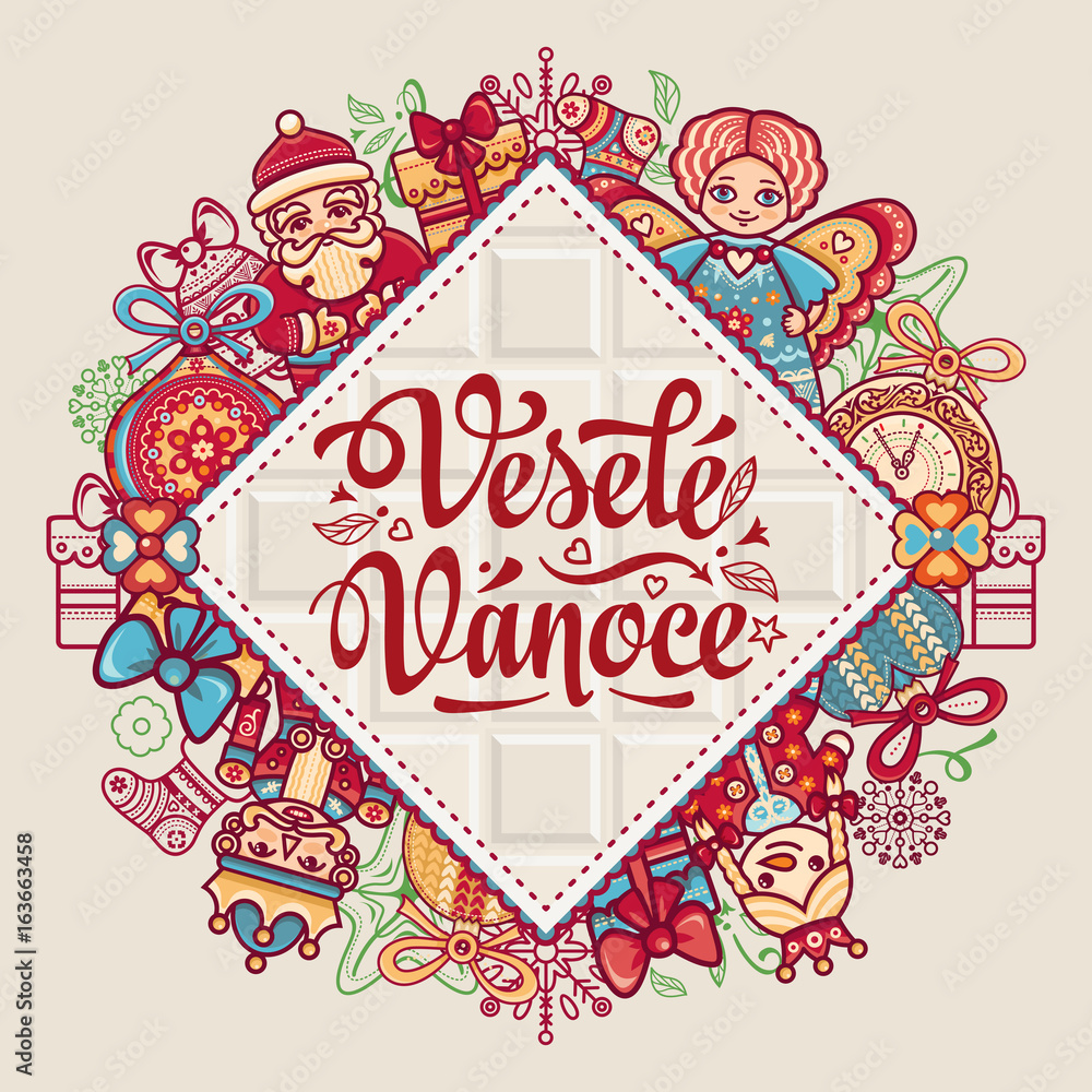 Vesele Vanoce. Vector. Czech language. Warm Vesele Vanoce. Vector. Czech language. Warm