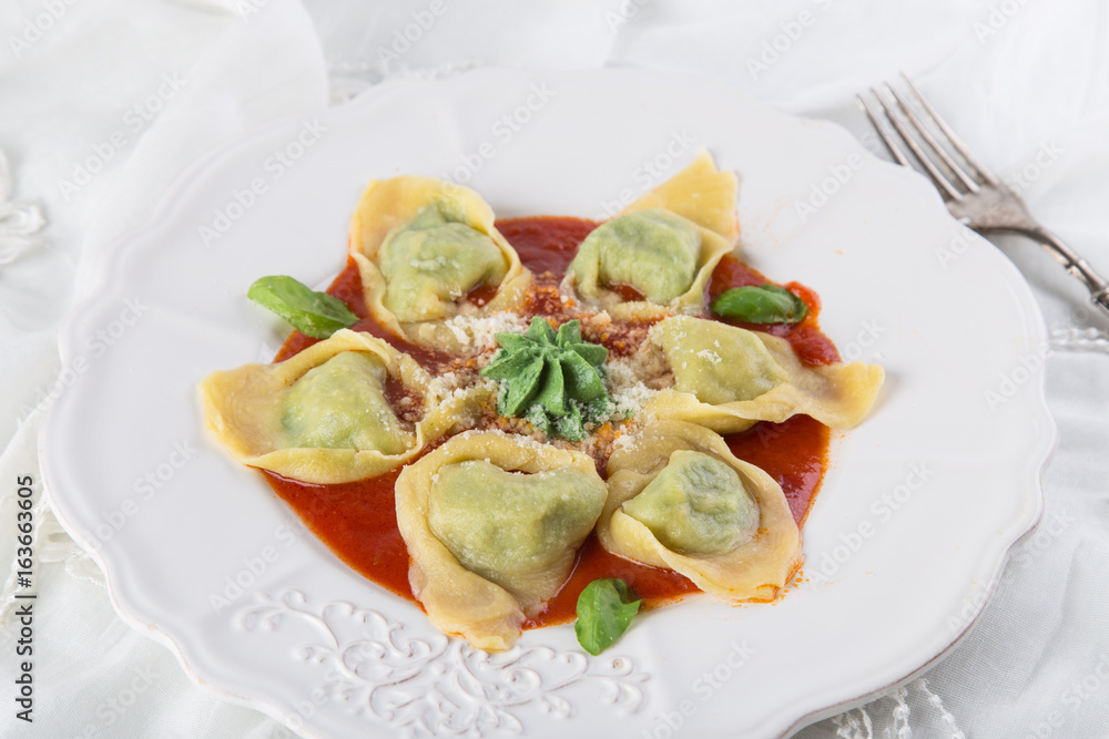 Handmade tortelloni ricotta and spinach Handmade tortelloni ricotta and spinach