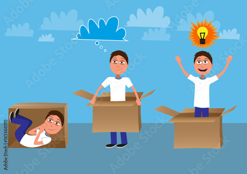 think out of the box comic vector concept