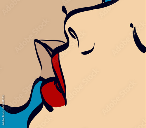 kissing couple art, eps 10