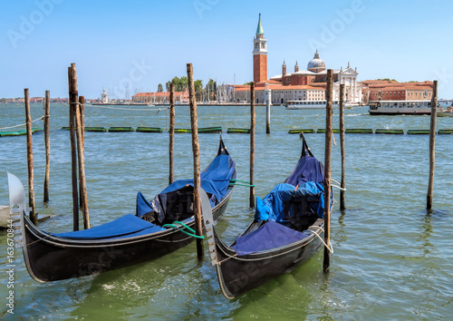 Venice - Gondolas moored by Saint Mark square