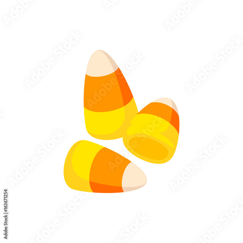 Halloween striped corn candy. Vector illustration flat icon isolated on white.