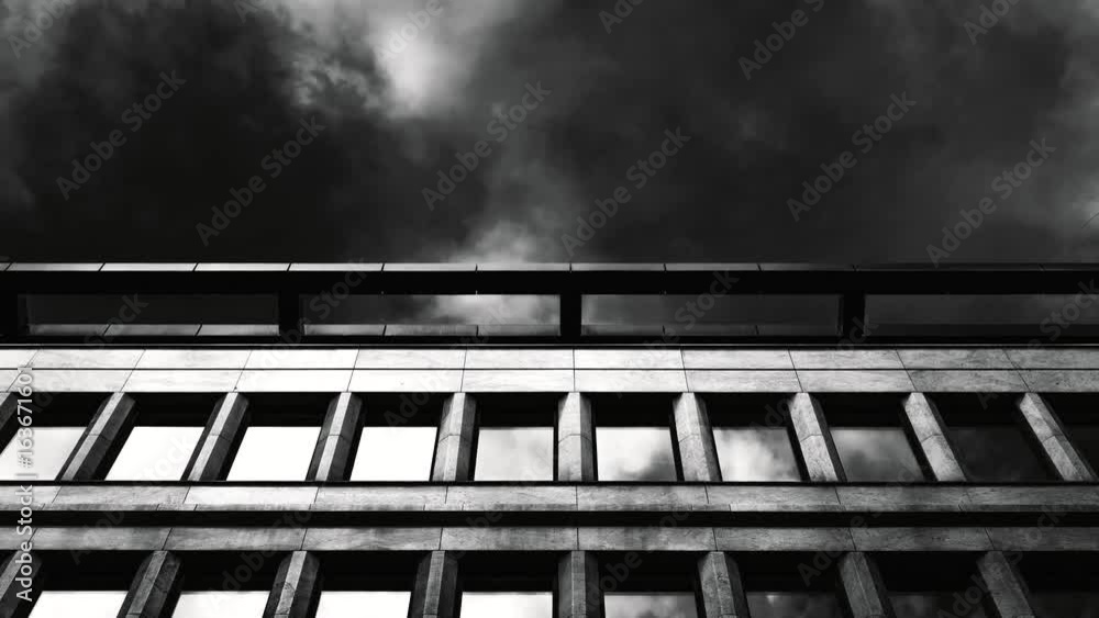Timelaps of modern office at downtown. Timelapse. BW shot. Timelaps of modern office at downtown. Timelapse. BW shot.