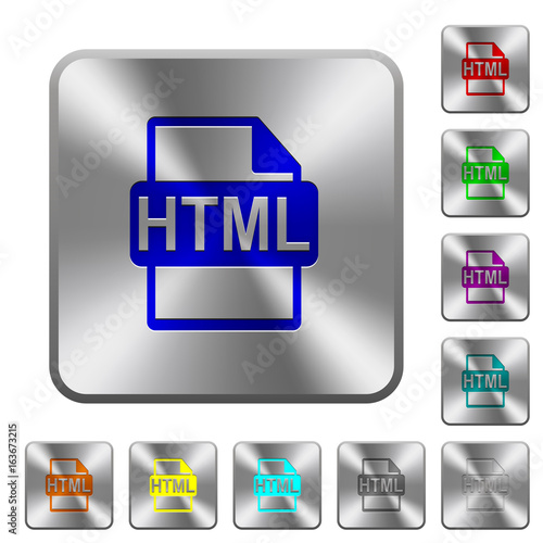 HTML file format rounded square steel buttons