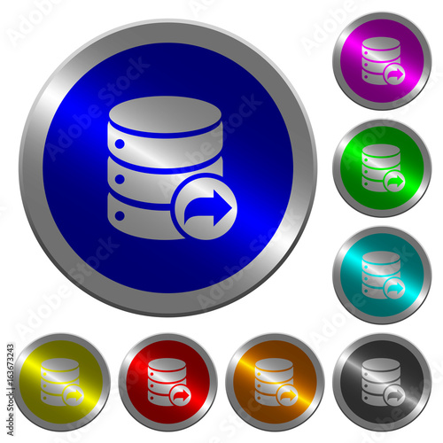 Database transaction commit luminous coin-like round color buttons