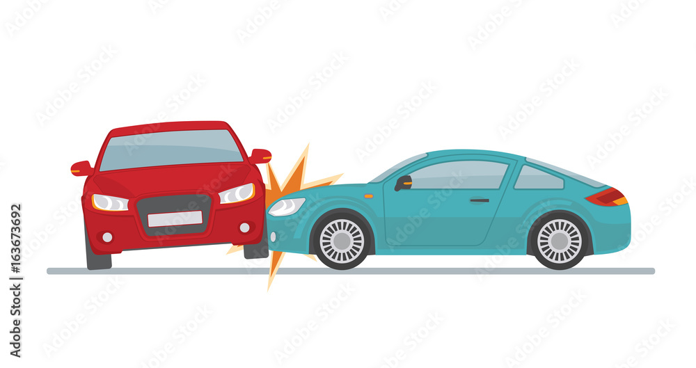 Car accident on white background. Flat style, vector illustration.
Car accident on white background. Flat style, vector illustration.