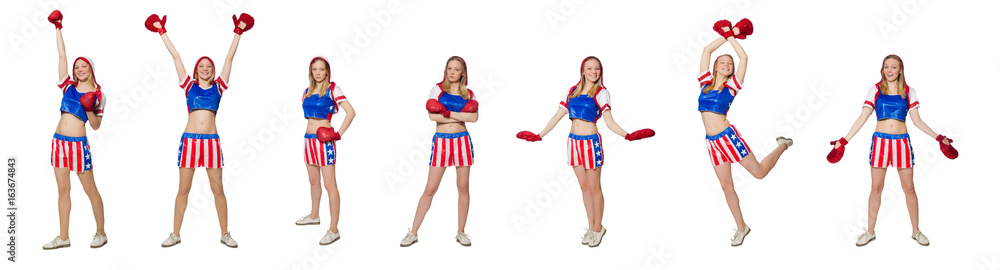 Female boxer isolated on the white background Female boxer isolated on the white background