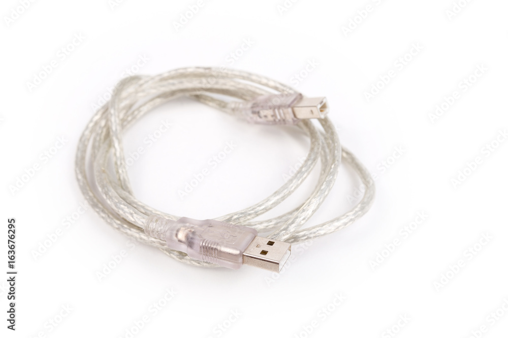 Fototapeta premium USB tybe B cable on white background