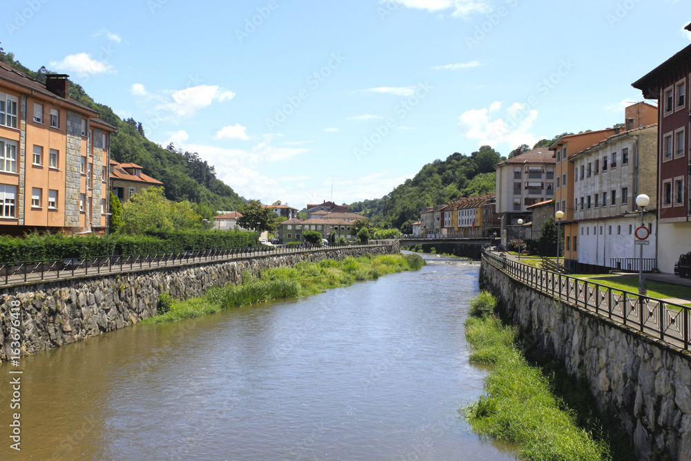 bank of the river in Cangas de Onís, Asturias, Spain