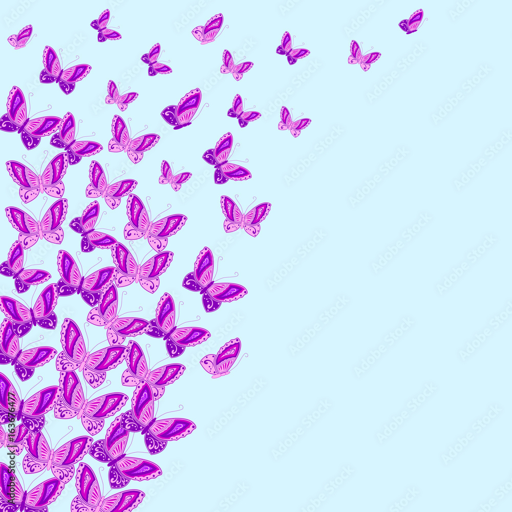 Purple butterflies vector pattern
