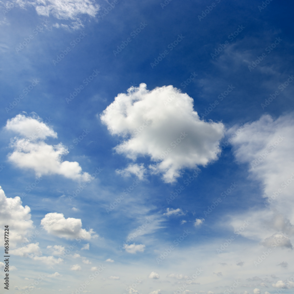 White cumulus clouds against the background of an epic blue sky. White cumulus clouds against the background of an epic blue sky.