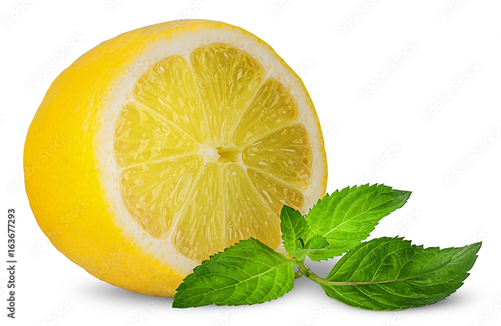 Half lemon and sprig of mint Half lemon and sprig of mint