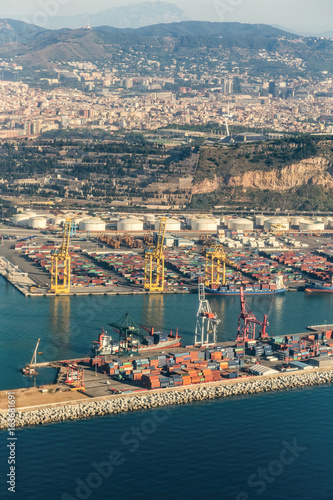 Barcelona Harbor, view from the airplane