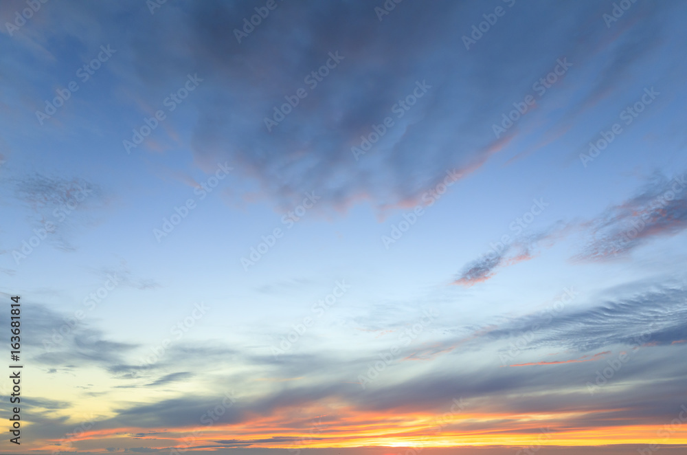 Sky panorama at twilight time