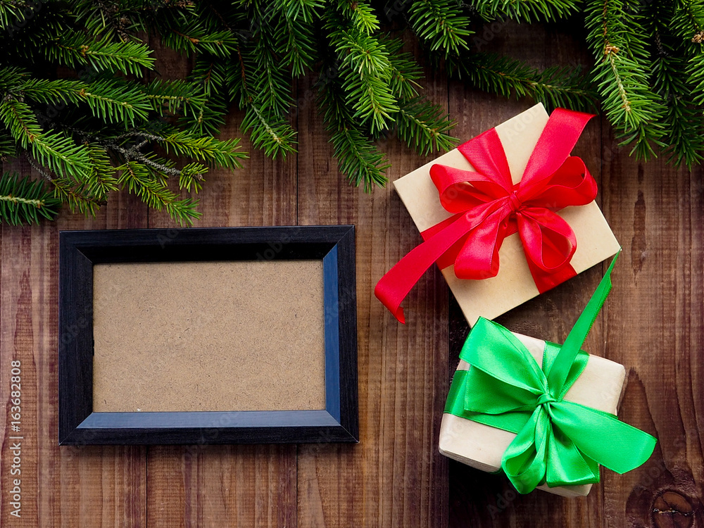 Obraz premium Christmas gift boxes with decorations