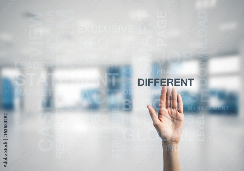 Concept of modern business with palm choocing on of keywords for Concept of modern business with palm choocing on of keywords for
