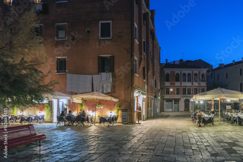 Night view of the square called "Campo Nazario Sauro" in the oldest part of Venice, Italy