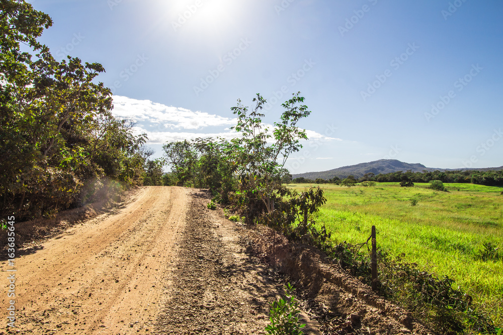 Green Field and land street in Pirenopolis