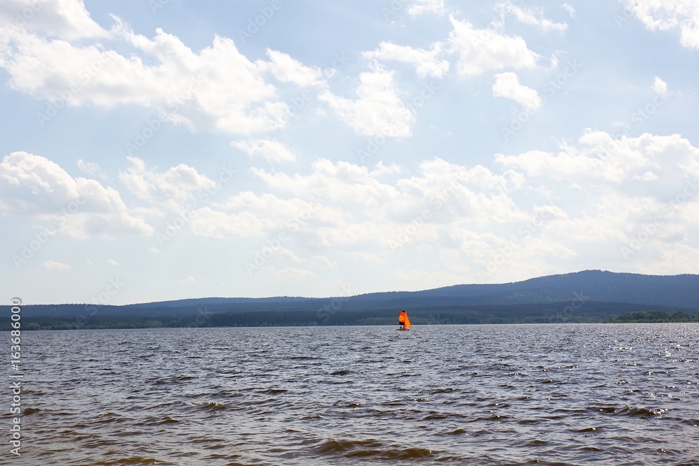 Yachting on lake.