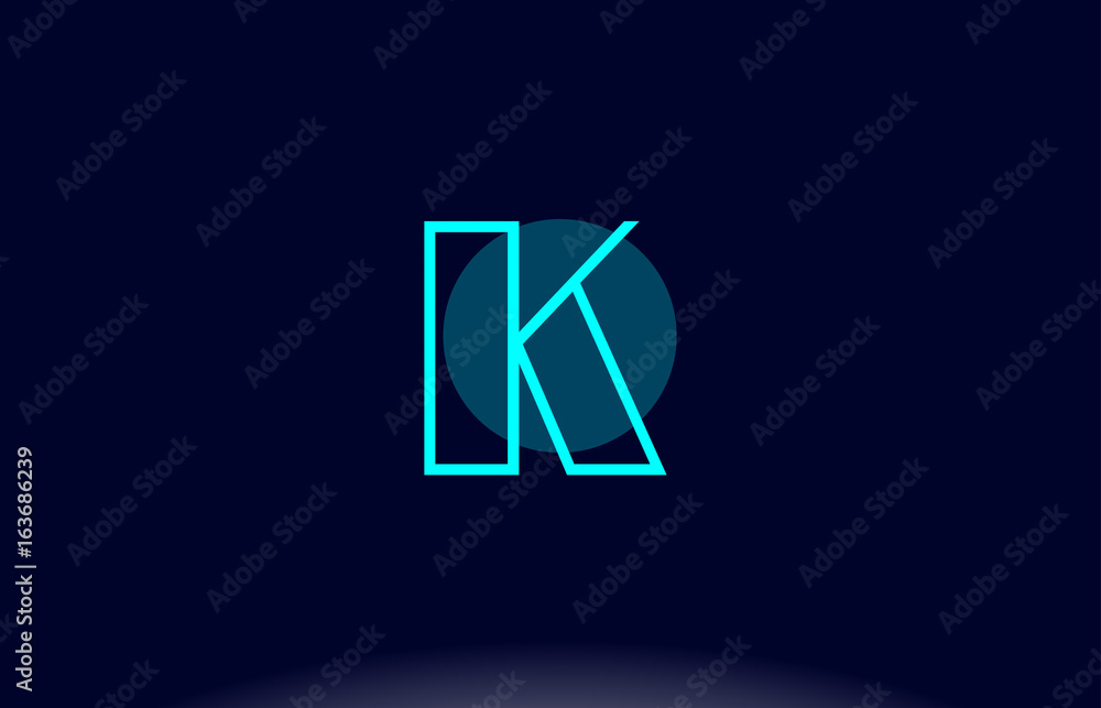 k blue line circle alphabet letter logo icon template vector design