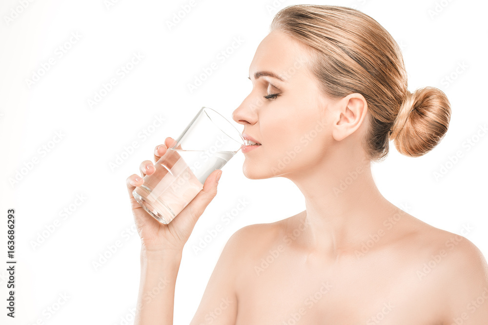 Mature woman beauty health care isolated on white Mature woman beauty health care isolated on white