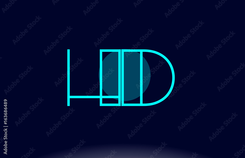 hd h d blue line circle alphabet letter logo icon template vector design