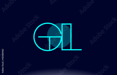 gl g l blue line circle alphabet letter logo icon template vector design