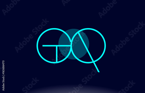 gq g q blue line circle alphabet letter logo icon template vector design
