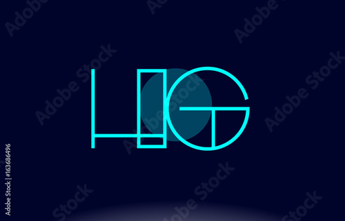hg h g blue line circle alphabet letter logo icon template vector design