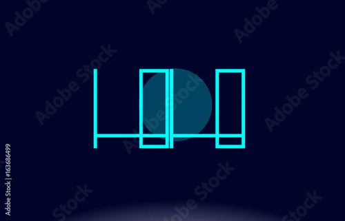 hh h h blue line circle alphabet letter logo icon template vector design