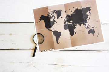Travel planning concept on map