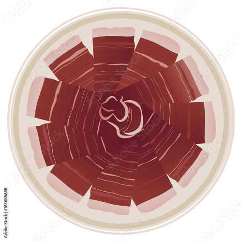 Typical Spanish Food: Iberian Ham. Vector Illustration
