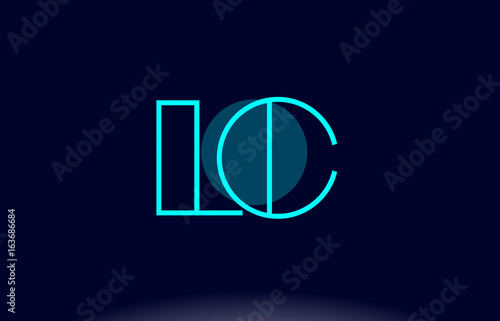 lc l c blue line circle alphabet letter logo icon template vector design