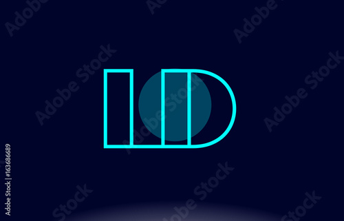 ld l d blue line circle alphabet letter logo icon template vector design