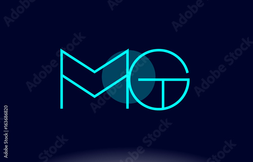 mg m g blue line circle alphabet letter logo icon template vector design