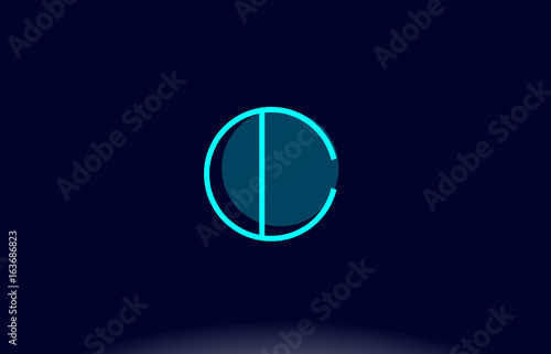 c blue line circle alphabet letter logo icon template vector design