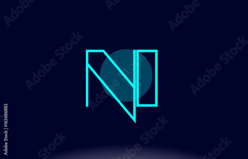 ni n i blue line circle alphabet letter logo icon template vector design