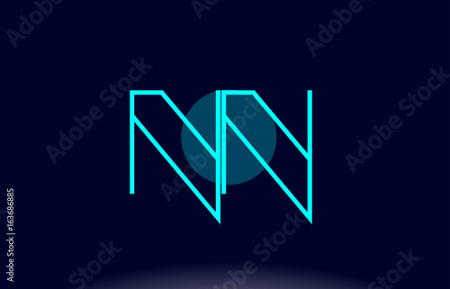 nn n blue line circle alphabet letter logo icon template vector design