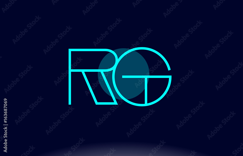 rg r g blue line circle alphabet letter logo icon template vector ...