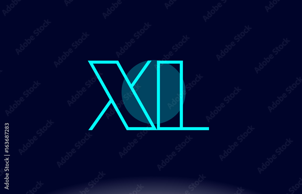 xl x l blue line circle alphabet letter logo icon template vector design