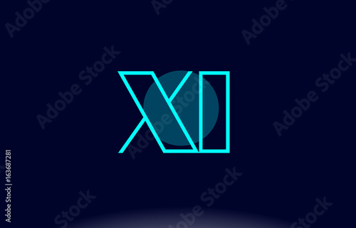 xi x i blue line circle alphabet letter logo icon template vector design