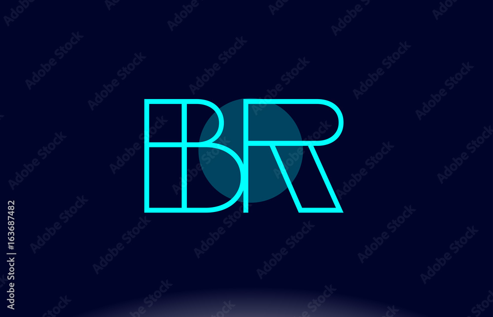 br b r blue line circle alphabet letter logo icon template vector design