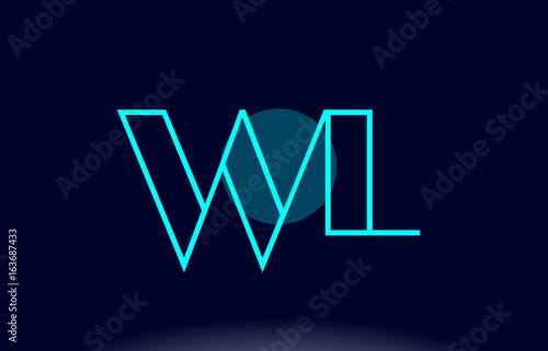 wl w l blue line circle alphabet letter logo icon template vector design