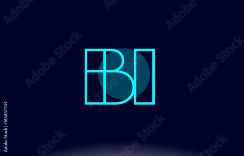 bi b i blue line circle alphabet letter logo icon template vector design