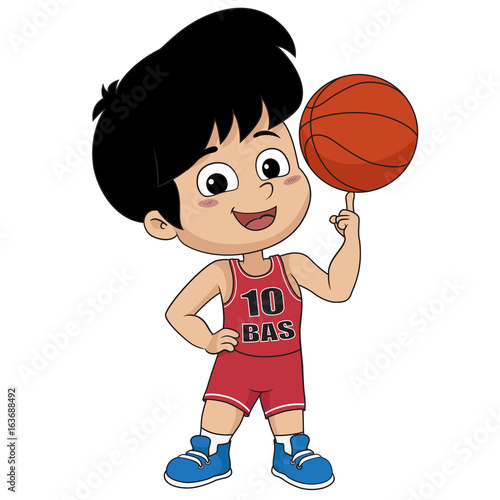 kid playing basketball.vector and illustration.