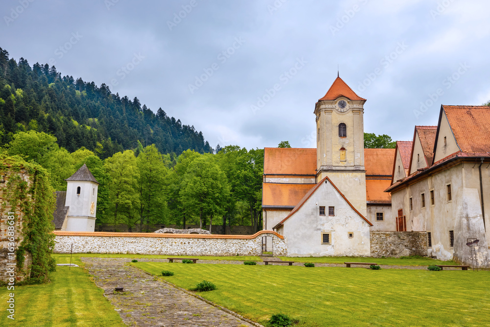 Famous Red Monastery called Cerveny Klastor in Pieniny mountains, Slovakia Famous Red Monastery called Cerveny Klastor in Pieniny mountains, Slovakia