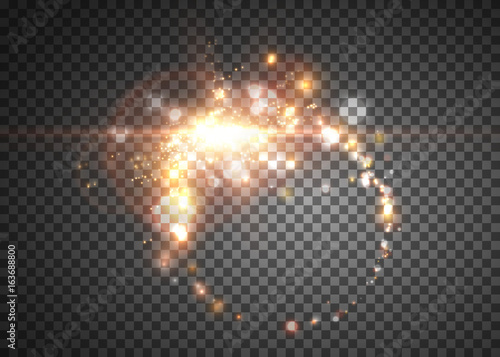 Vector light effect, neon glowing ring, isolated on transparent.
