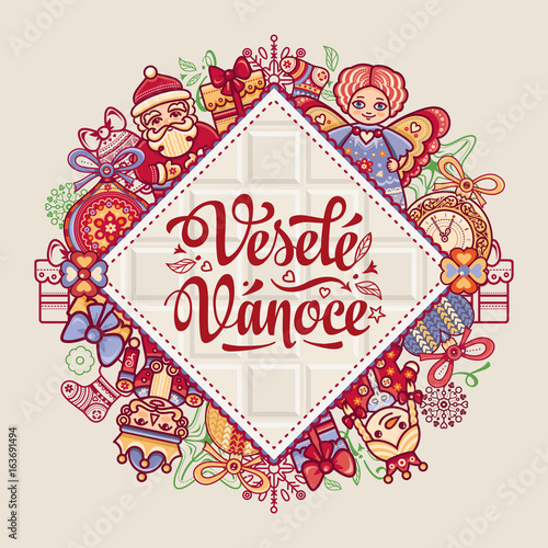 Vesele Vanoce. Vector. Czech language. Warm 